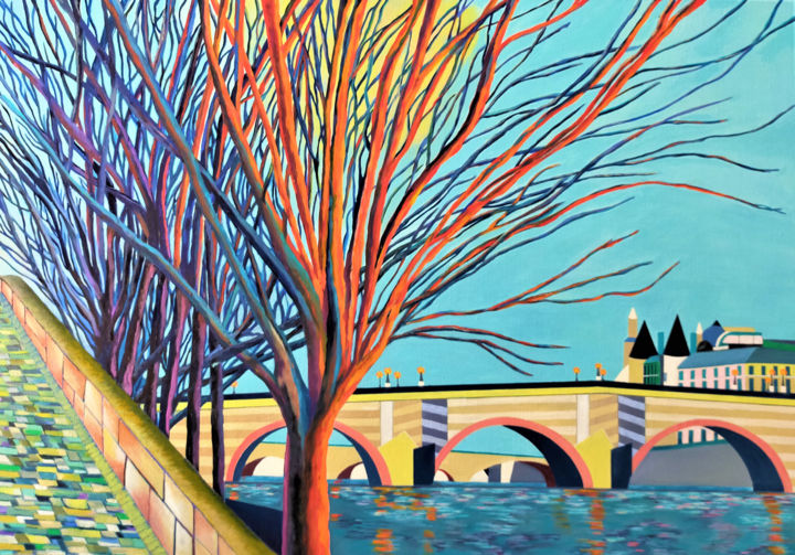 Peinture intitulée "Pont Neuf" par Catherine Senechal, Œuvre d'art originale, Huile