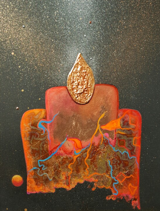 Malerei mit dem Titel "the flame of Light" von Catherine Sica, Original-Kunstwerk, Acryl Auf Keilrahmen aus Holz montiert