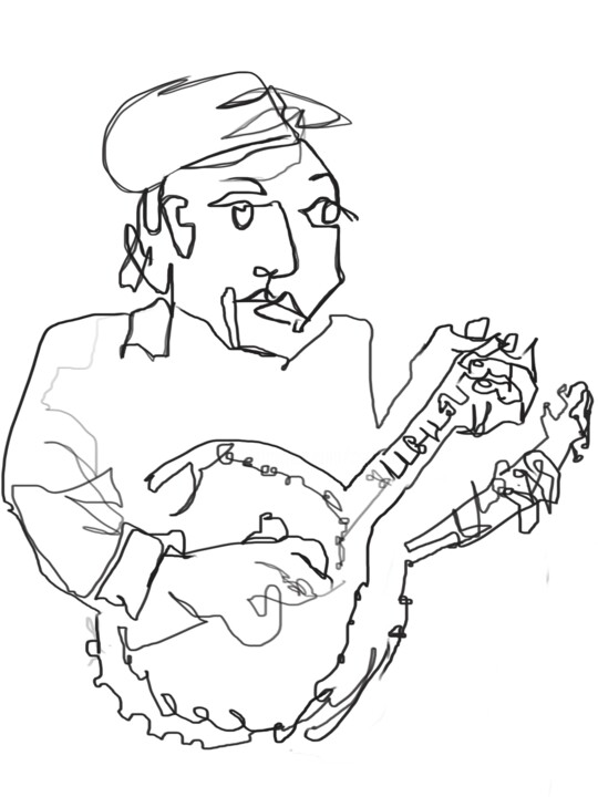 Drawing titled "Banjo Man" by Catherine Stroud, Original Artwork, Digital Photography
