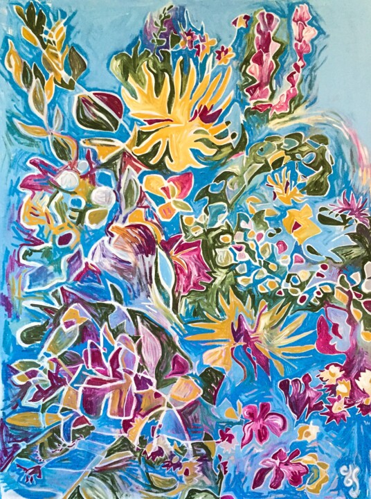 Peinture intitulée "Bouquet de folie" par Catherine Stroud, Œuvre d'art originale, Acrylique