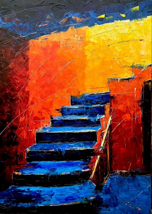 Painting titled "Out of the Light" by Catherine Varadi, Original Artwork, Oil