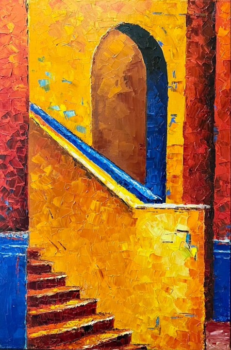 Painting titled "The Way Up" by Catherine Varadi, Original Artwork, Oil