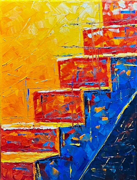 Painting titled "Upstairs" by Catherine Varadi, Original Artwork, Oil