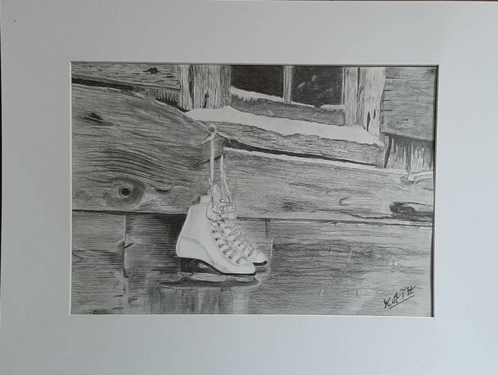 Drawing titled "patins à glace" by Catherine Willaumez, Original Artwork, Pencil