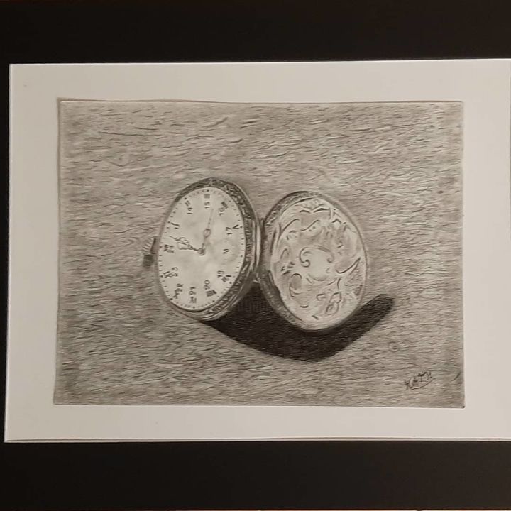 Dessin intitulée "montre gousset de 1…" par Catherine Willaumez, Œuvre d'art originale, Crayon