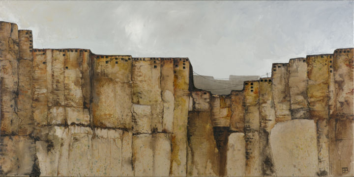 Pintura intitulada "citadelle" por Catherine Cazaentre, Obras de arte originais, Acrílico Montado em Armação em madeira