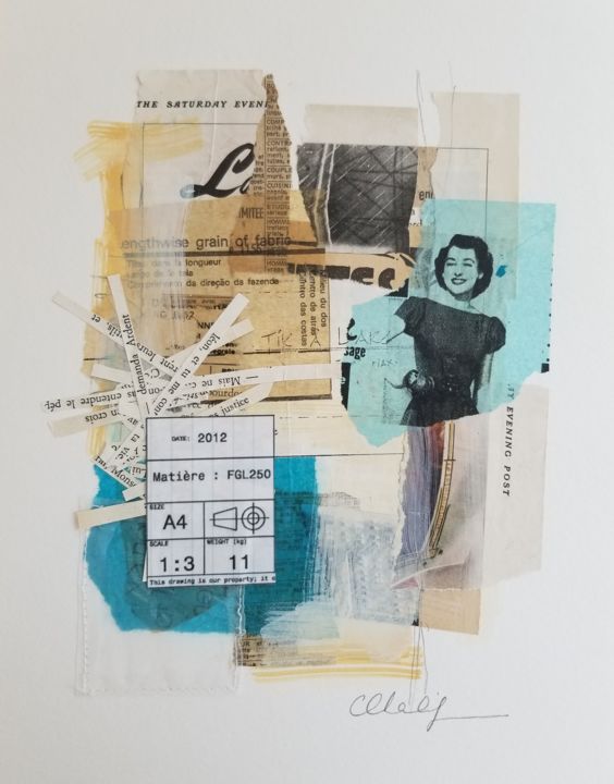 Collages getiteld "Saturday Evening Po…" door Catherine Chalifoux, Origineel Kunstwerk, Collages Gemonteerd op Andere stijve…