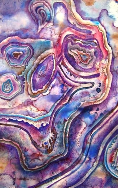 Painting titled "Purple Stone" by Catherine Dunn, Original Artwork