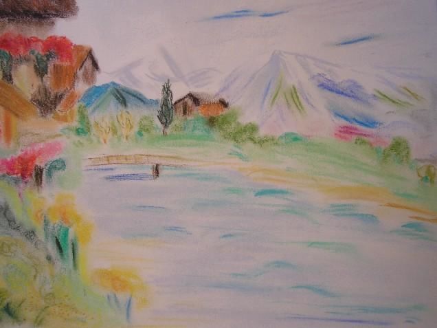 Peinture intitulée "Paysage Alpin" par Catherine Falize, Œuvre d'art originale