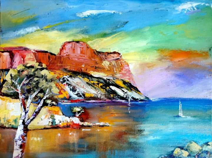 Painting titled "Cap Canaille" by Catherine Maury, Original Artwork, Oil