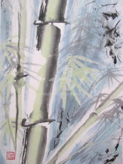 Painting titled "Bambous" by Catherine Mondoux (4INE), Original Artwork