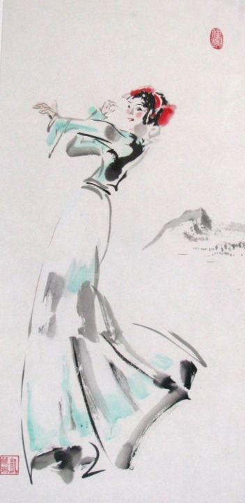 Peinture intitulée "La joie de la danse" par Catherine Mondoux (4INE), Œuvre d'art originale