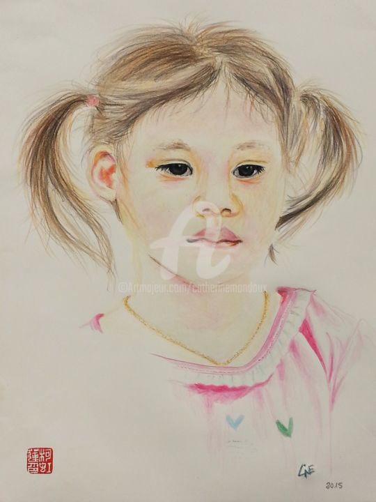 Dessin intitulée "portrait'15" par Catherine Mondoux (4INE), Œuvre d'art originale, Crayon