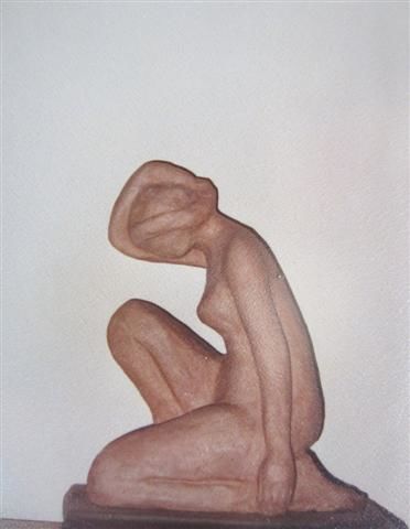 Sculpture titled "Nu assis" by Catherine Petitjean-Dedieu, Original Artwork
