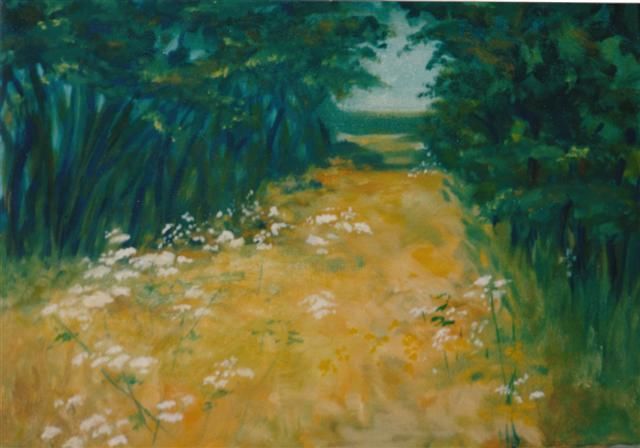 Painting titled "En forêt" by Catherine Petitjean-Dedieu, Original Artwork