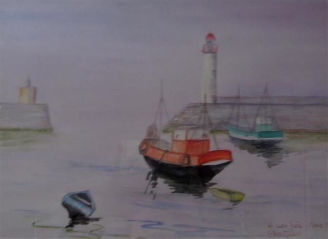Painting titled "Port de la Côtinière" by Catherine Petitjean-Dedieu, Original Artwork