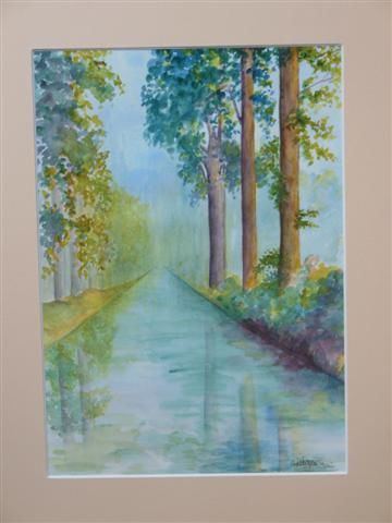 Painting titled "CANAL DE LA MARNE" by Catherine Petitjean-Dedieu, Original Artwork