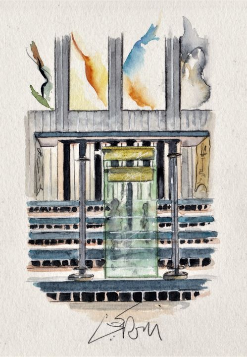 Painting titled "Eglise St-Eloi, l'a…" by Catherine Rossi, Original Artwork, Watercolor