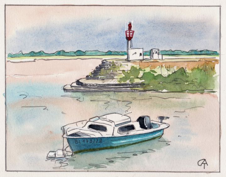 Peinture intitulée "Saint-Valery-sur-So…" par Catherine Rossi, Œuvre d'art originale, Aquarelle