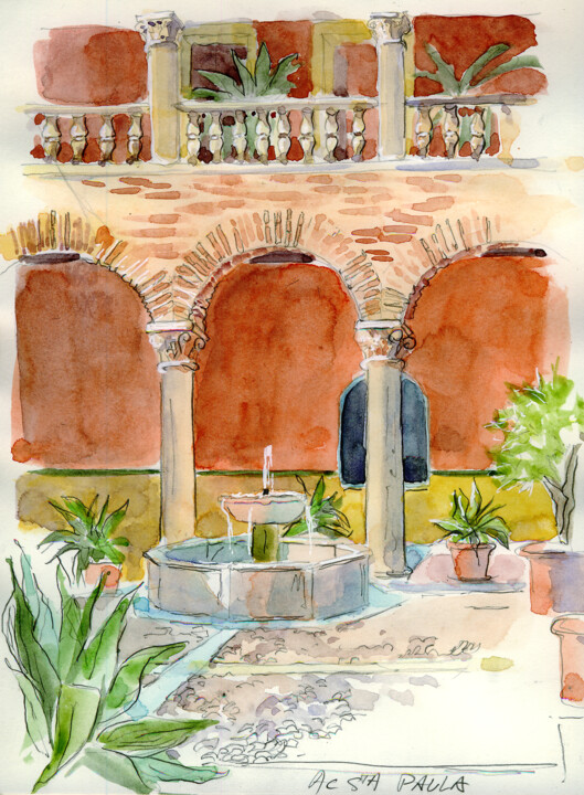 Painting titled "Convento de Santa P…" by Catherine Rossi, Original Artwork, Watercolor