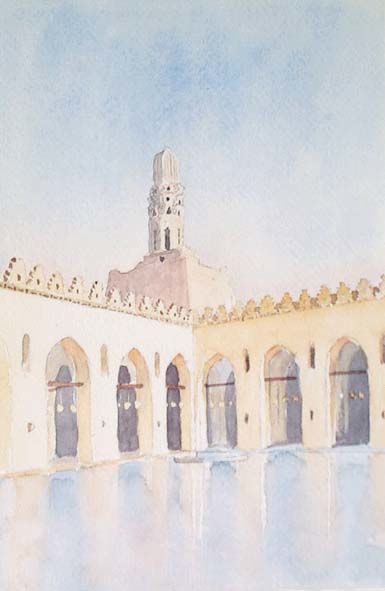 Schilderij getiteld "Mosquée El Hakim -…" door Catherine Rossi, Origineel Kunstwerk