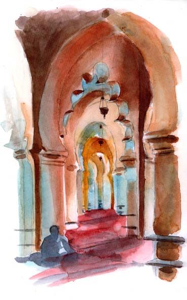 Peinture intitulée "Intérieur mosquée" par Catherine Rossi, Œuvre d'art originale
