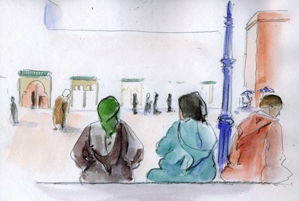 Malarstwo zatytułowany „Essaouira, femmes d…” autorstwa Catherine Rossi, Oryginalna praca, Olej
