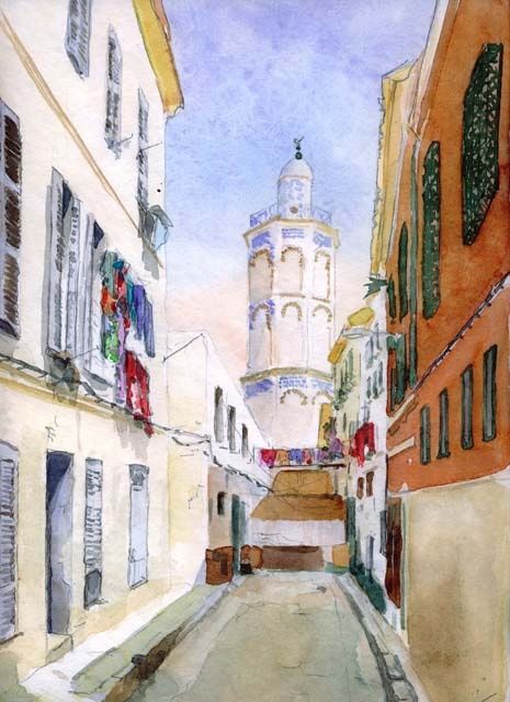 Malerei mit dem Titel "Oran, rue du Caire…" von Catherine Rossi, Original-Kunstwerk