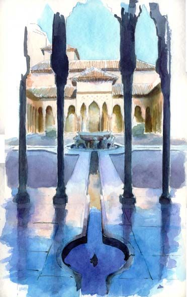 Peinture intitulée "Alhambra - Granada…" par Catherine Rossi, Œuvre d'art originale