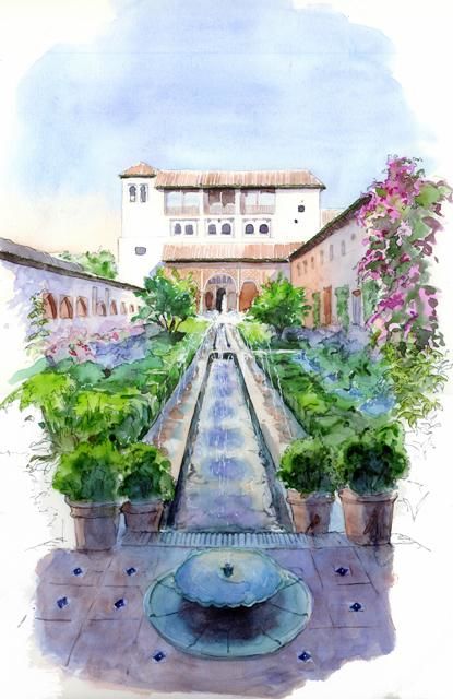 Painting titled "Alhambra el general…" by Catherine Rossi, Original Artwork