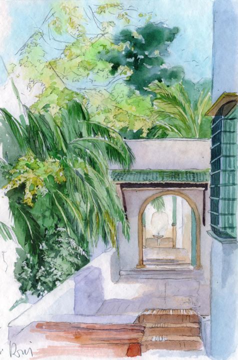 「Villa Abd El Tif ve…」というタイトルの絵画 Catherine Rossiによって, オリジナルのアートワーク, 水彩画