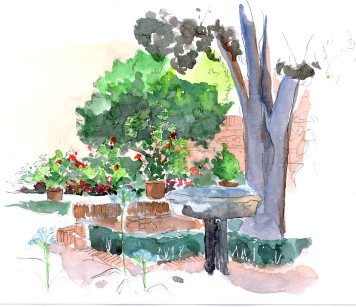 绘画 标题为“Màlaga, patio, Alca…” 由Catherine Rossi, 原创艺术品