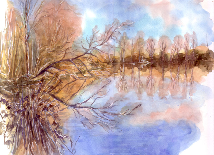 Peinture intitulée "les-etangs-de-verma…" par Catherine Rossi, Œuvre d'art originale