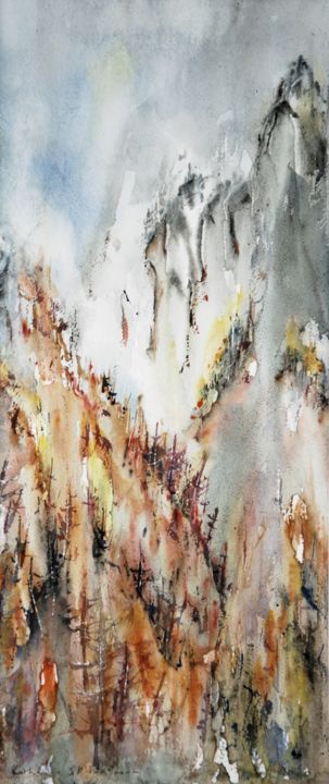 Painting titled "toujours à regarder…" by Catherine Saint Fontaine, Original Artwork, Watercolor
