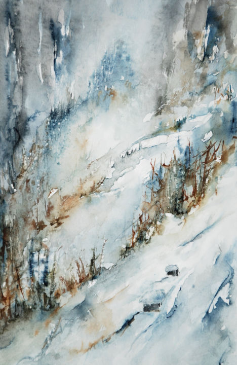Painting titled "féerie" by Catherine Saint Fontaine, Original Artwork, Watercolor