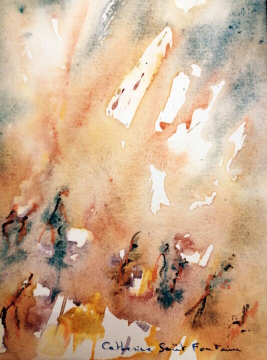 Painting titled "Réalité" by Catherine Saint Fontaine, Original Artwork, Watercolor