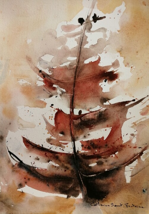 Painting titled "dans le vent" by Catherine Saint Fontaine, Original Artwork, Watercolor