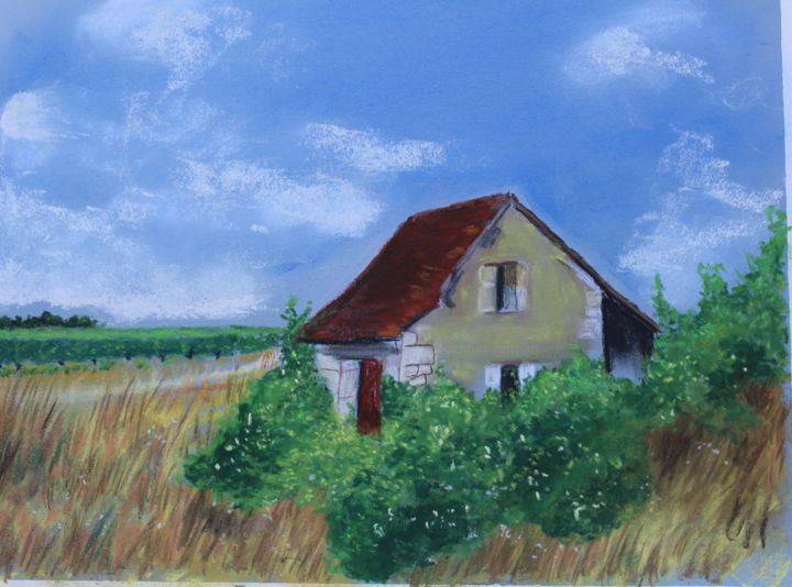 Peinture intitulée "loge-de-vigne.jpg" par Catherine Souet - Bottiau, Œuvre d'art originale, Pastel