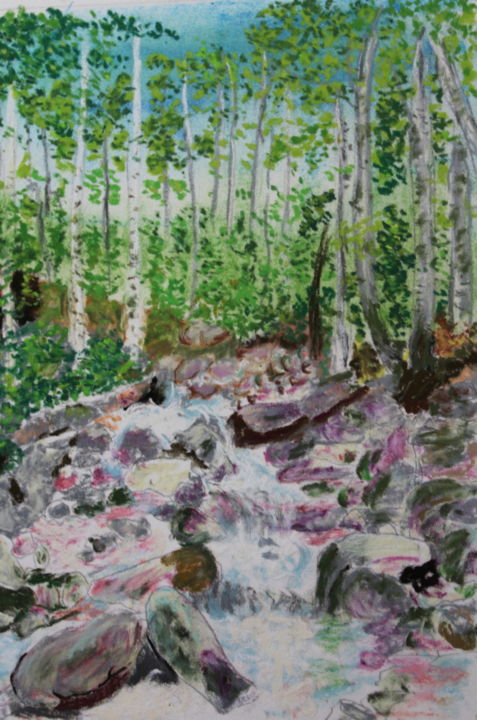 Peinture intitulée "foret-de-la-restoni…" par Catherine Souet - Bottiau, Œuvre d'art originale, Pastel