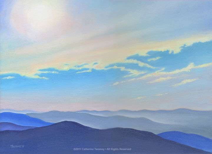 Painting titled "Blue Ridge Blue" by Catherine Twomey, Original Artwork, Oil