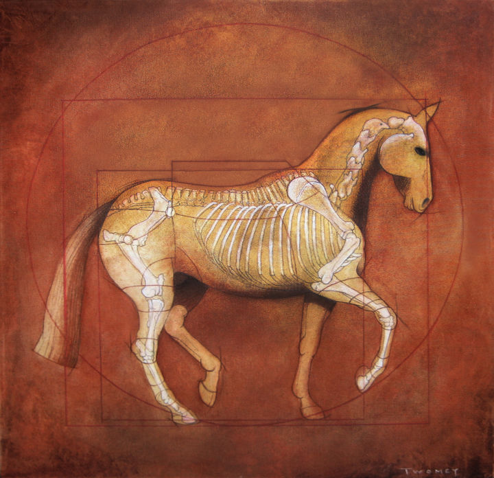 Painting titled "Da Vinci Horse in P…" by Catherine Twomey, Original Artwork, Oil