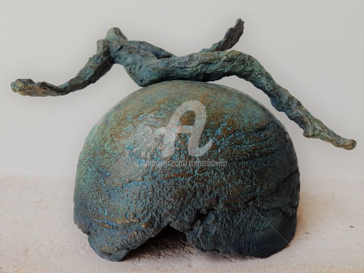 Sculpture intitulée "AU BORD DU MONDE" par Villa Catherine, Œuvre d'art originale, Bronze