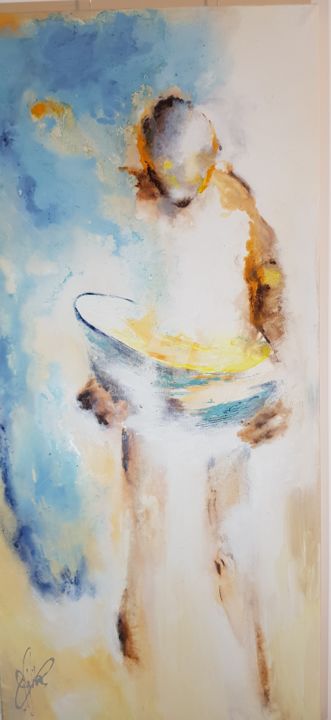 Malerei mit dem Titel ""CHERCHEURS D'OR"" von Villa Catherine, Original-Kunstwerk, Öl