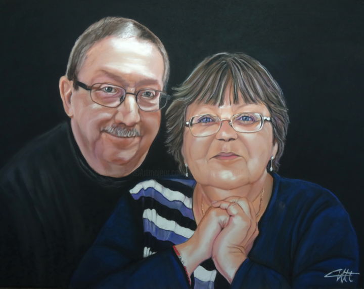 Zeichnungen mit dem Titel "COUPLE" von Catherine Wernette, Original-Kunstwerk, Pastell