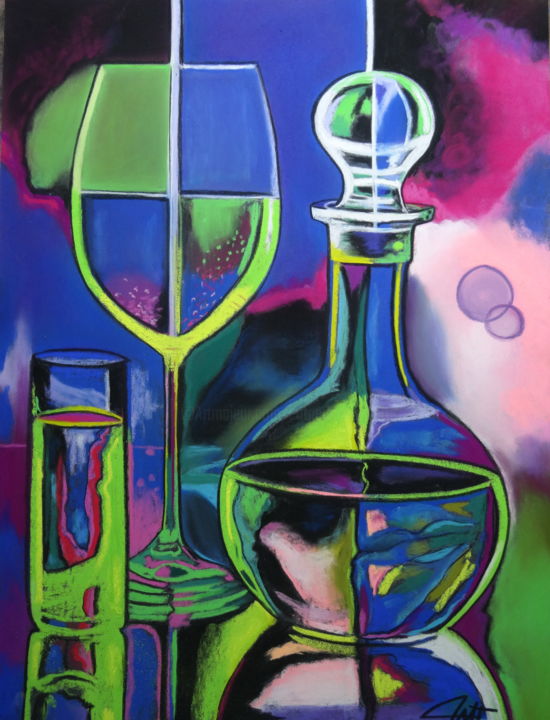 Schilderij getiteld "ELIXIR DE JEUNESSE" door Catherine Wernette, Origineel Kunstwerk, Pastel