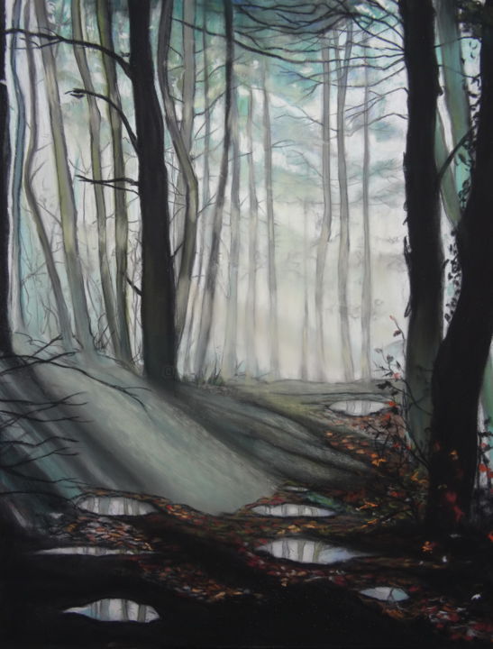 Schilderij getiteld "AFTER THE RAIN" door Catherine Wernette, Origineel Kunstwerk, Pastel