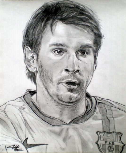 Painting titled "Lionel MESSI" by Catherine Wernette, Original Artwork, Oil