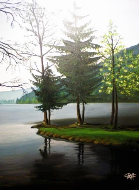 Painting titled "SAPINS DES VOSGES" by Catherine Wernette, Original Artwork