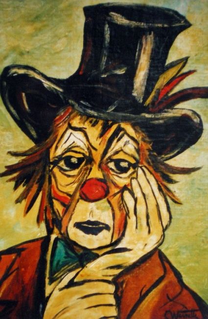 Painting titled "CLOWN TRISTE" by Catherine Wernette, Original Artwork