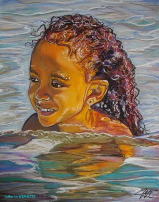Painting titled "MARIE, la mer" by Catherine Wernette, Original Artwork